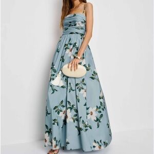 slim fit dress slacks Rent The Breslin Metallic Green Midi Dress By Reformation main image 1